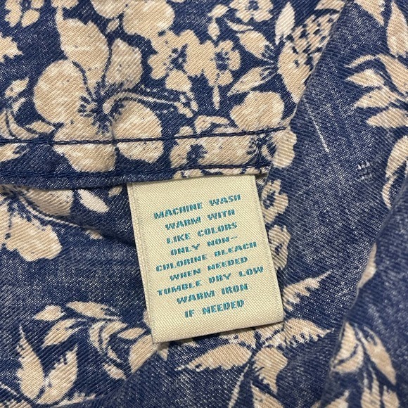 Caribbean Hawaiian Shirt Blue & Tan Size XL‎ Cotton Blend pre-owned - Picture 6 of 7